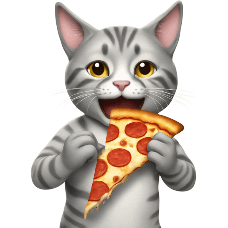 Cat eating pizza emoji