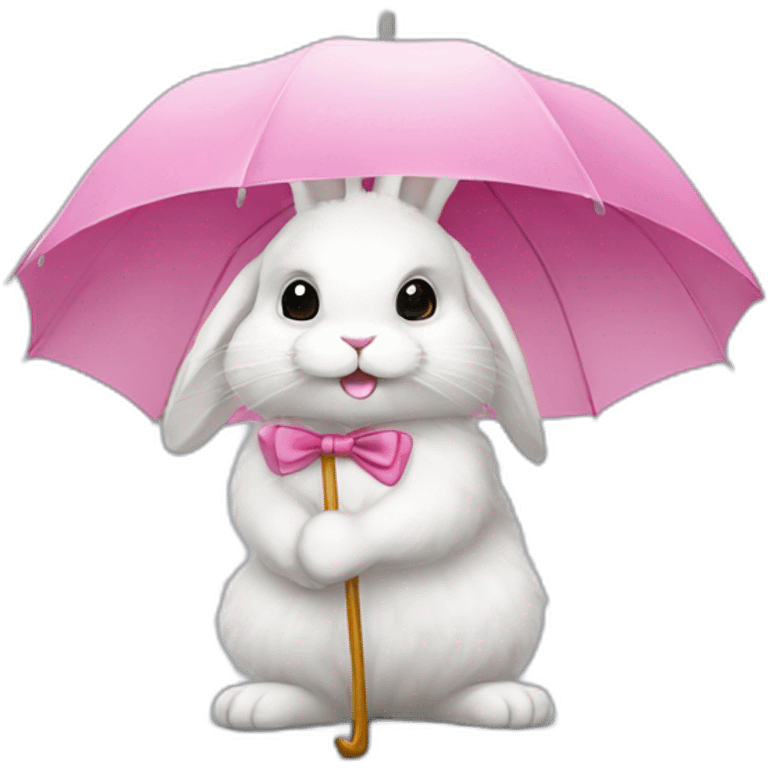 fluffy-rabbit-with-a-pink-umbrella emoji