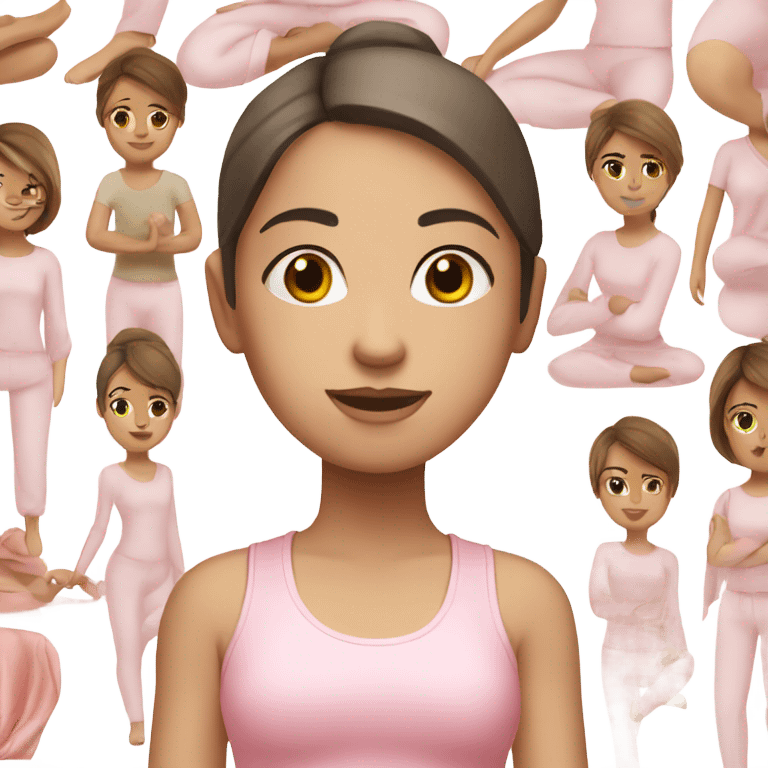 White brunette brown eyes yoga girl light pink clothes  emoji