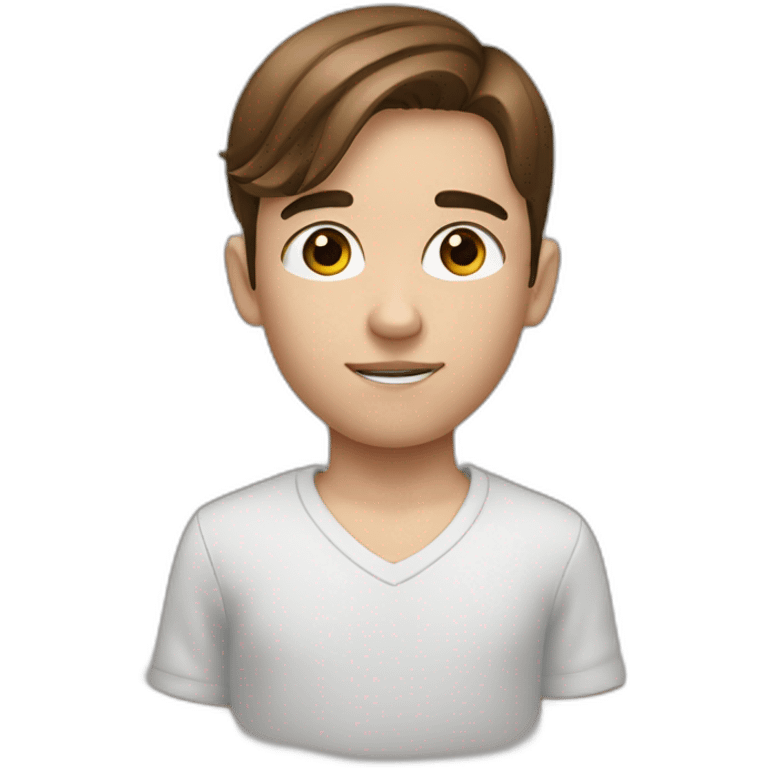 Boy with brown hair and helix earring and pens on eye brow emoji