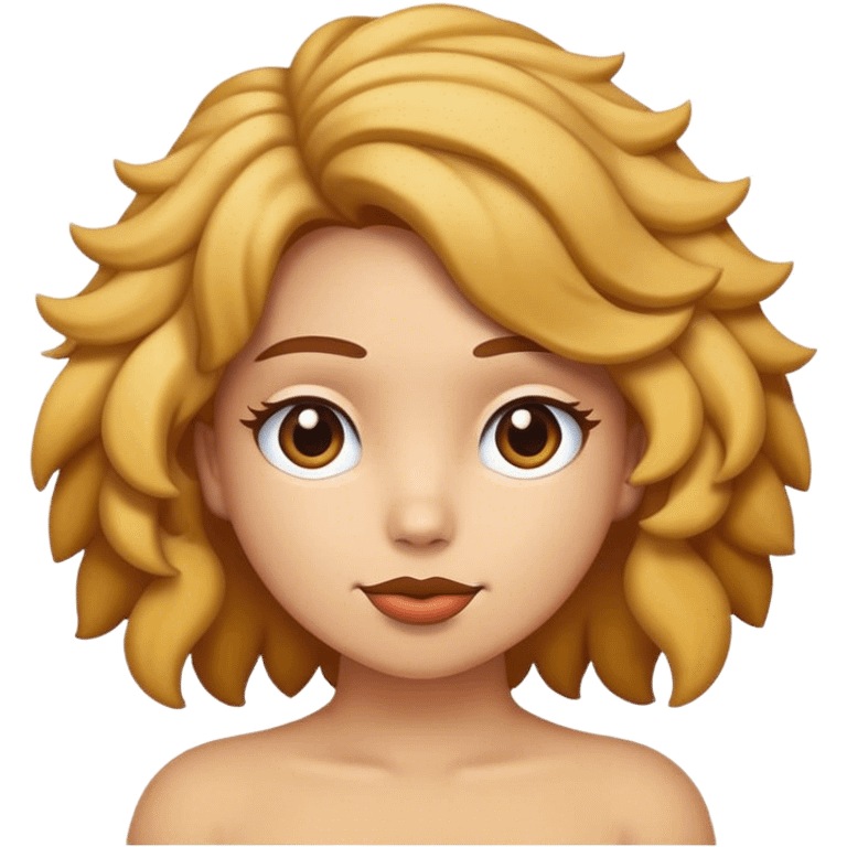 chica con pelo rizado color rubio con castaño con piel blanca emoji