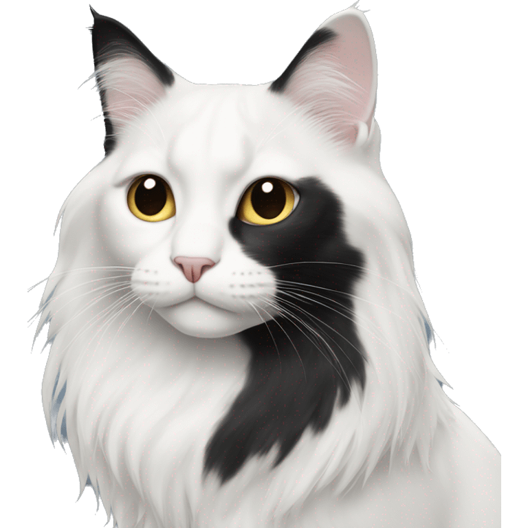 half black and half white long hair cat emoji