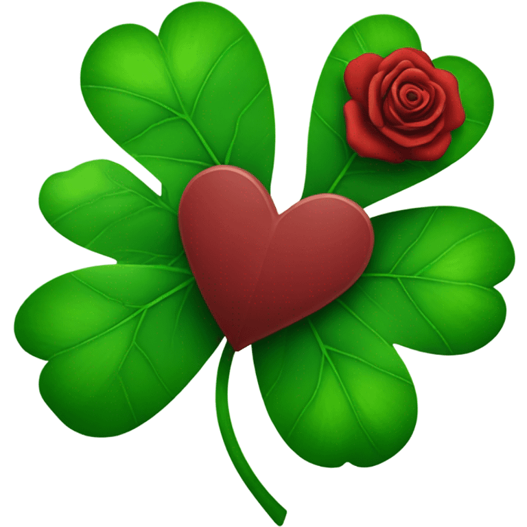 Shamrock and red rose emoji