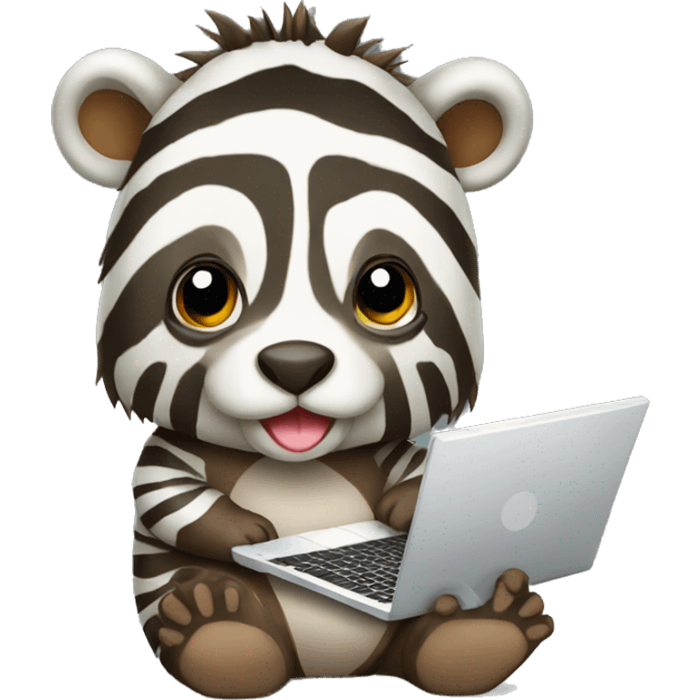 zebra beaver with laptop emoji