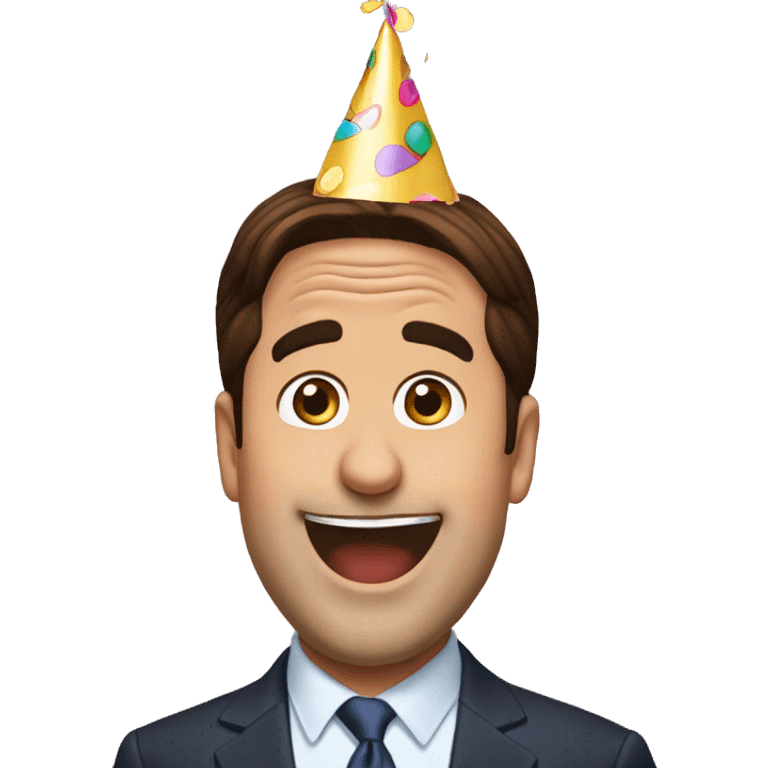 Excited Michael Scott with a party hat emoji