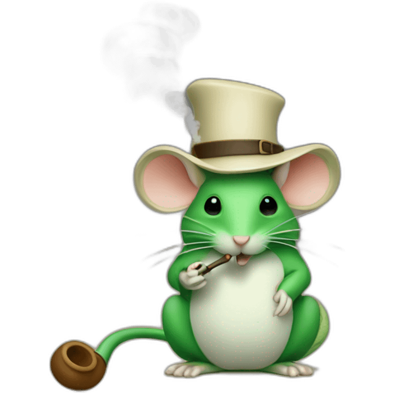 Attractor green mice with hat, smoking pipe emoji