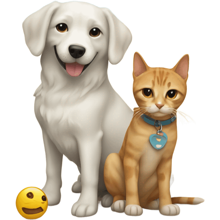 Dog with a cat on a beach  emoji