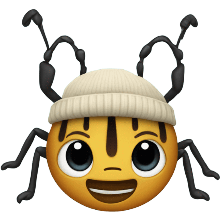 Bug wearing a beanie emoji