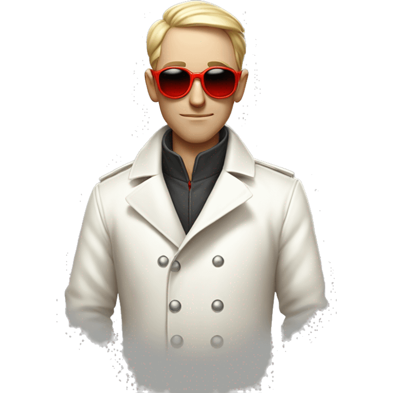 <excerpt>
A white man with short hair, donning red tinted sun glasses in a white trench coat, is an alchemist.
</excerpt> emoji