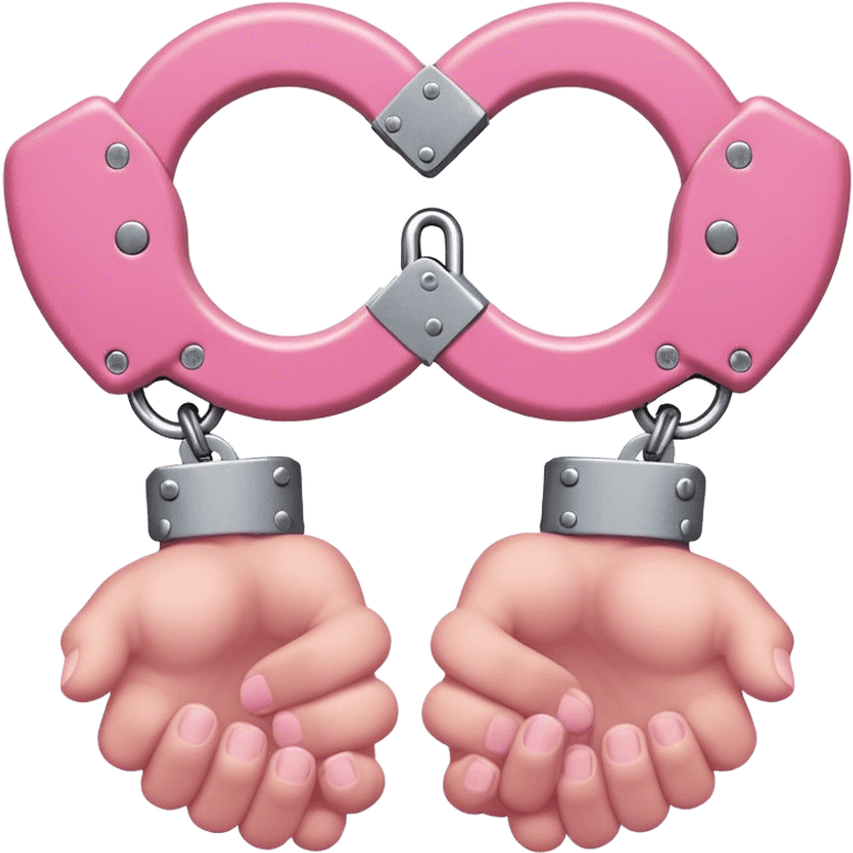 Hands in fuzzy pink handcuffs emoji