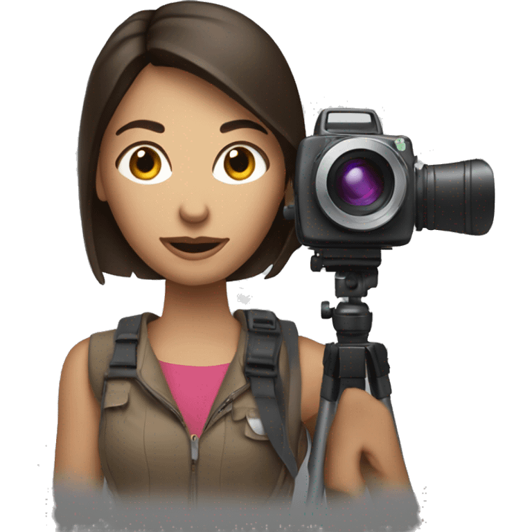 Brunette Woman with video camera on shoulder emoji