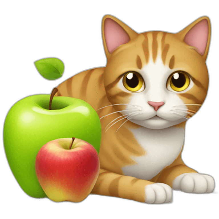 cat with apple emoji