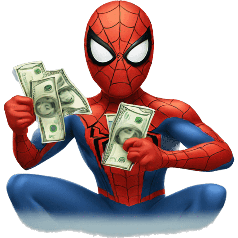 spiderman holding money emoji