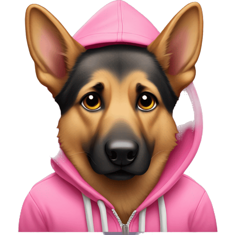 german shepherd dog wearing a pink hoodie  emoji