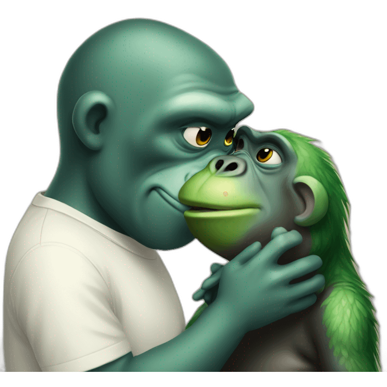 frog kissing gorilla emoji