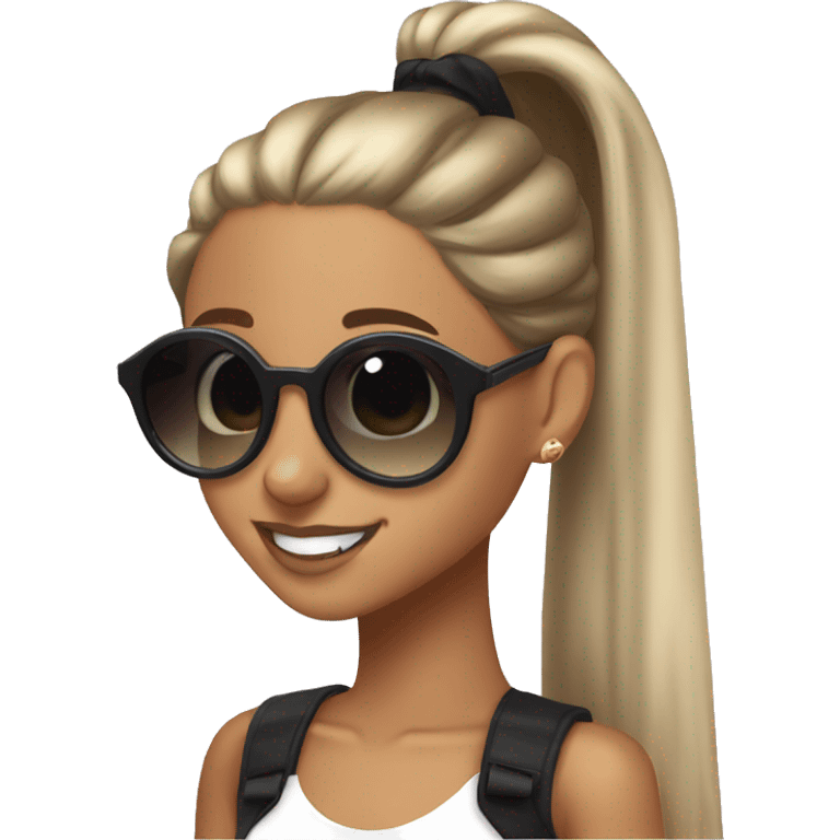 Ariana Grande with ponytail and sunglasses  emoji