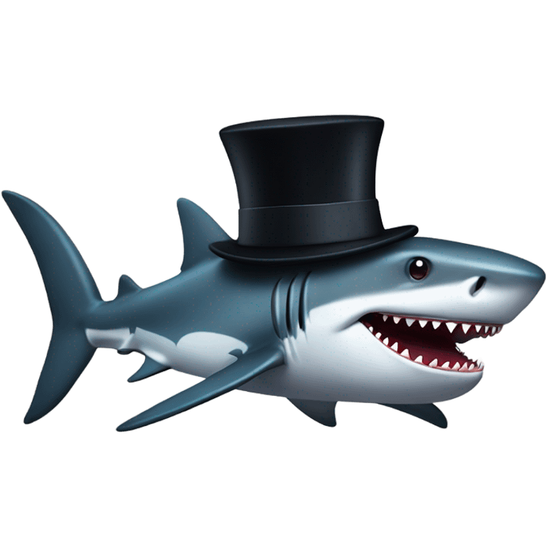 Shark with a top hat emoji