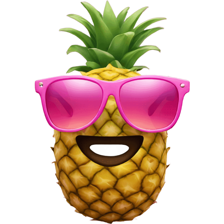 A pineapple wearing pink sunglasses emoji