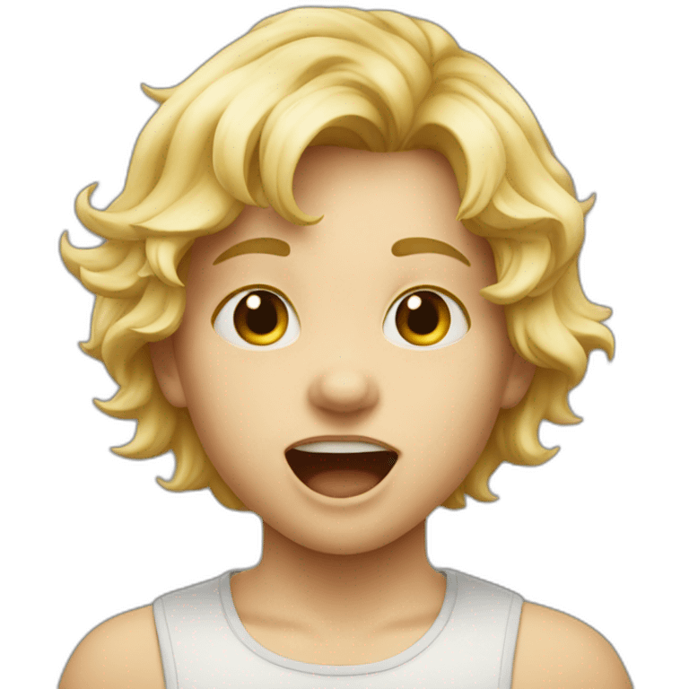 Blonde kid mewing emoji