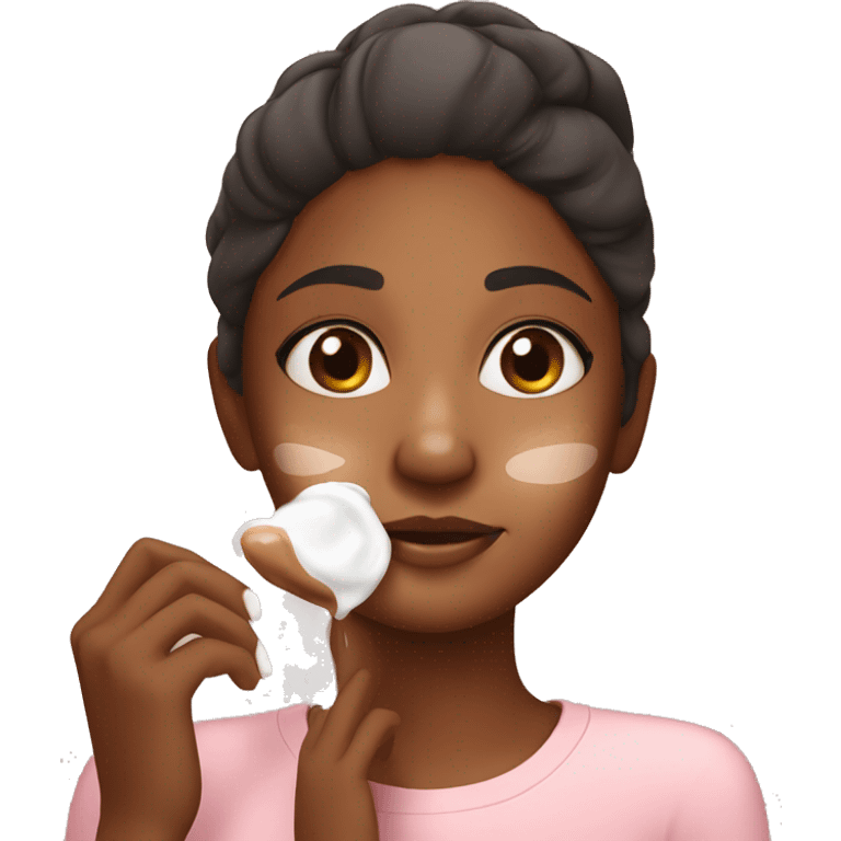 Brown skinned girl applying cream on face emoji