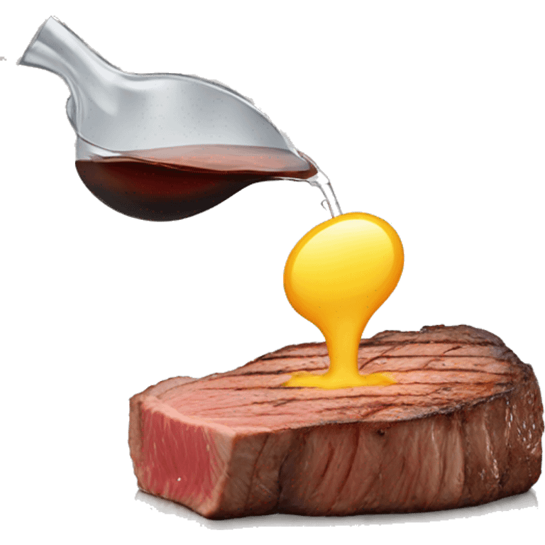 water pouring onto a steak from a glass emoji