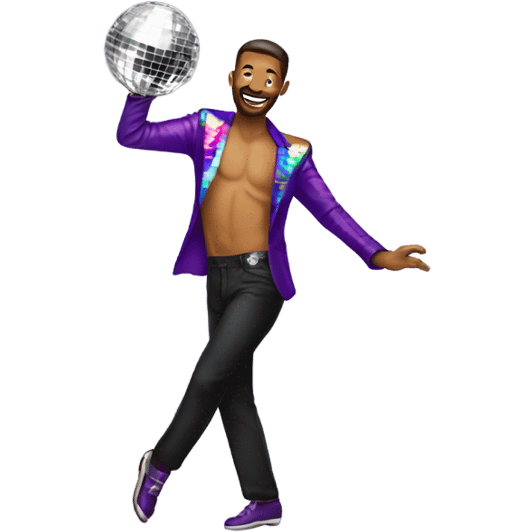 Dancing gay man with disco ball emoji