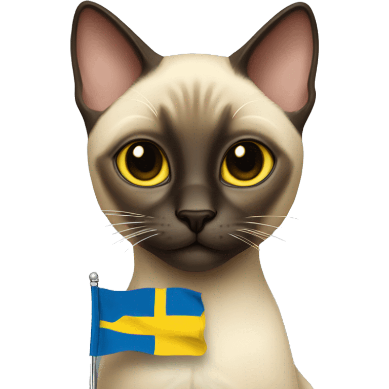 siamese cat holding swedish flag emoji