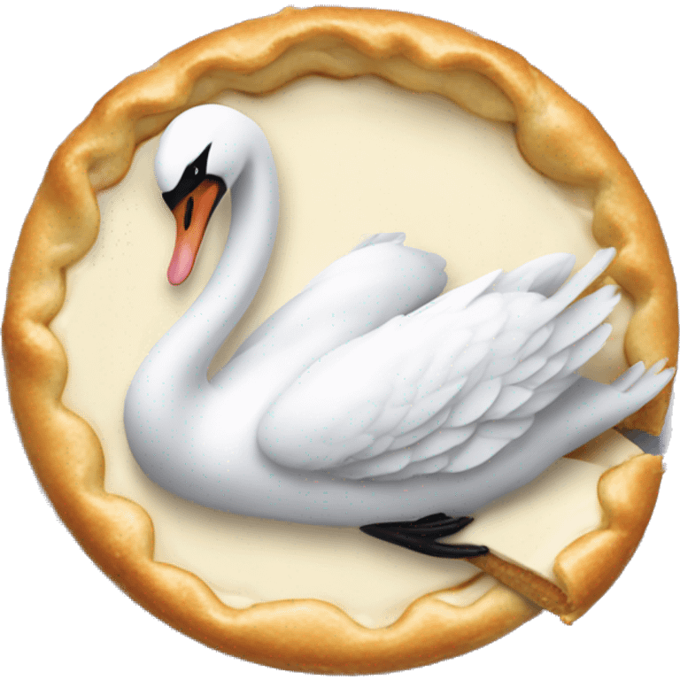 swan eating a pie emoji