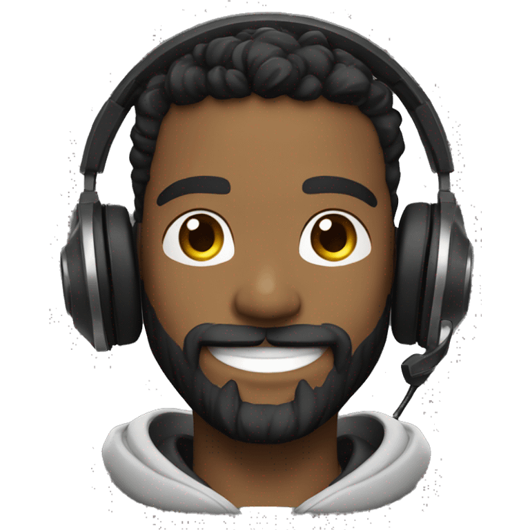 men barba, black, headset gaming, chain with leon and smiling emoji