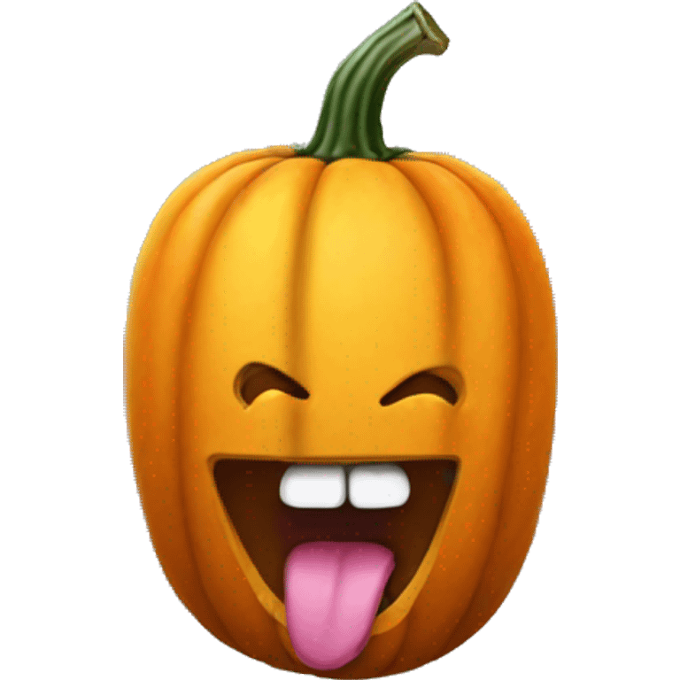 Pumpkin with a tongue emoji