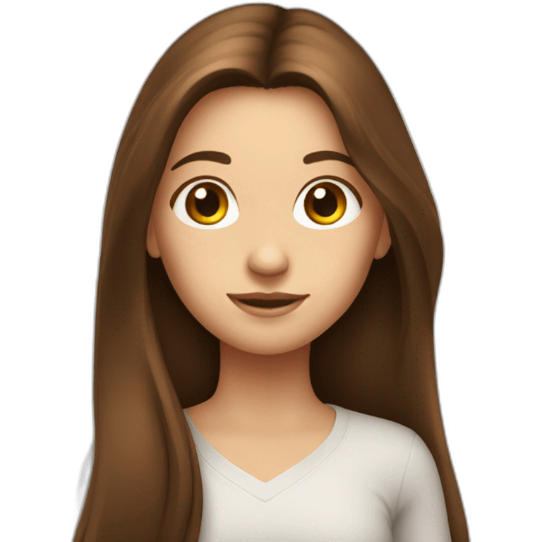 A girl with very long brown hair that arrives at the lower back emoji