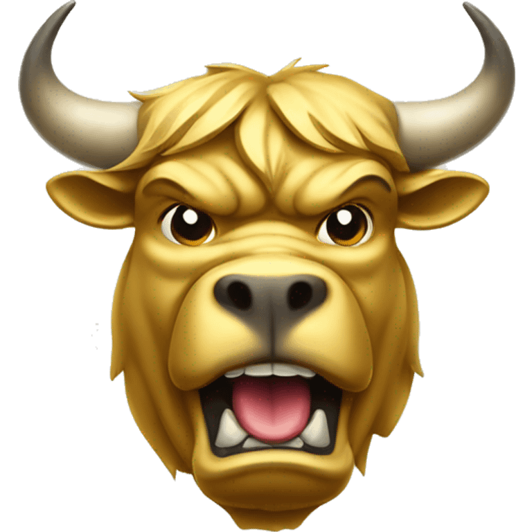 golden wall street bull portrait mascot angry emoji