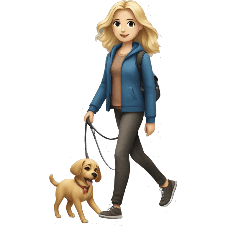 A blonde girl is walking with a dog emoji