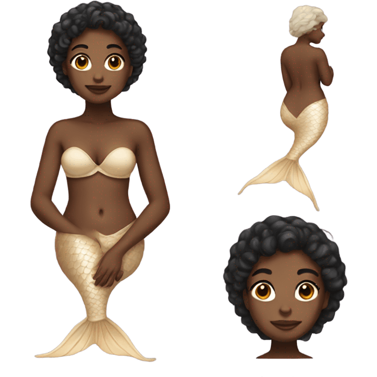 Black girl mermaid with beige tail and bra  emoji