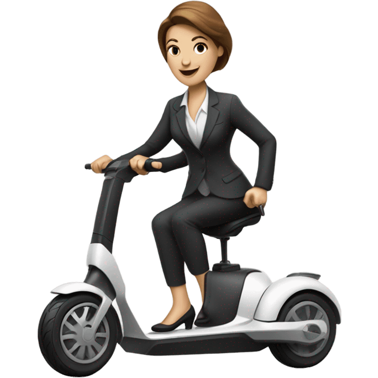 a white women in office look on electric scooter rob emoji