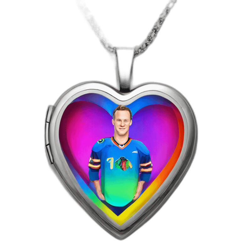 Jonathan Toews in rainbow heart locket emoji