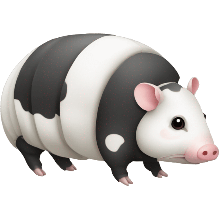 Black and white piebald chubby round armadillo pig panda centipede armadillo  emoji