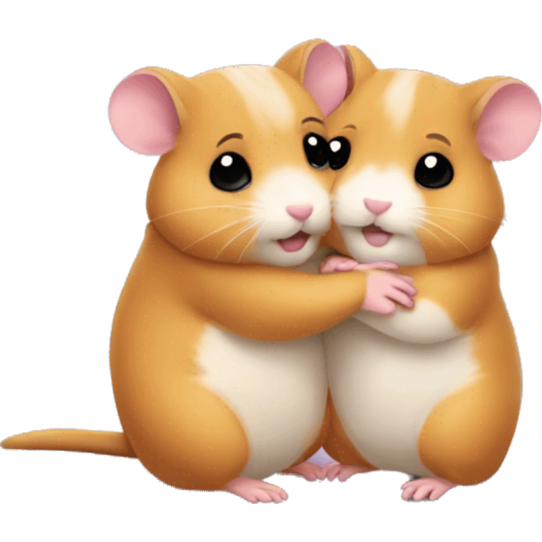 two hamsters hug emoji