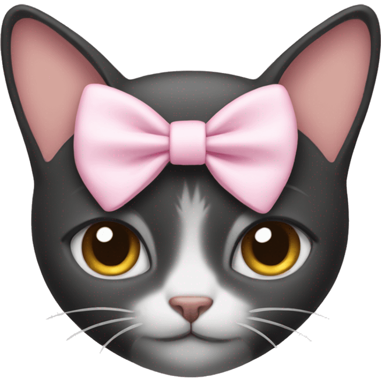 Cat with a light pink bow emoji