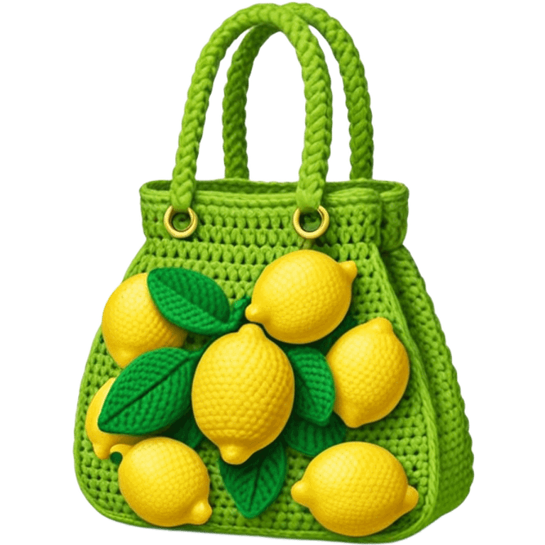 crocheted bag with lemons emoji