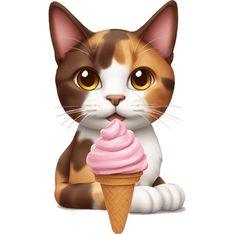 calico cat with chocolate icecream  emoji