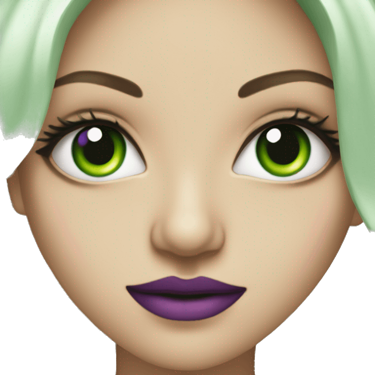 green eye with mascara and eyeliner and purple eyeshaddow emoji