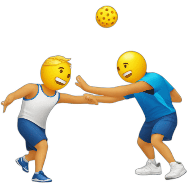 Pickleball player hitting another player in elbow emoji