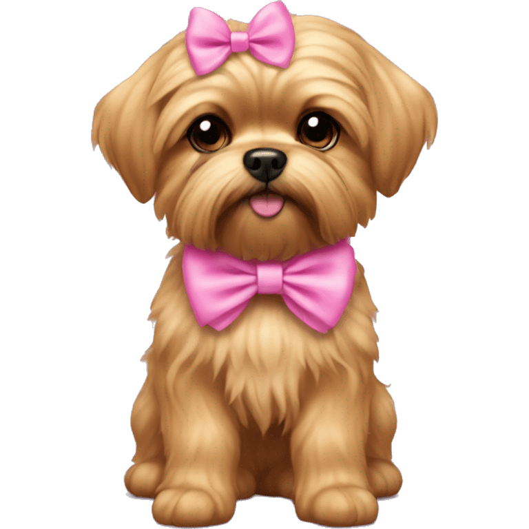 golden shorkie wearing pink bow emoji