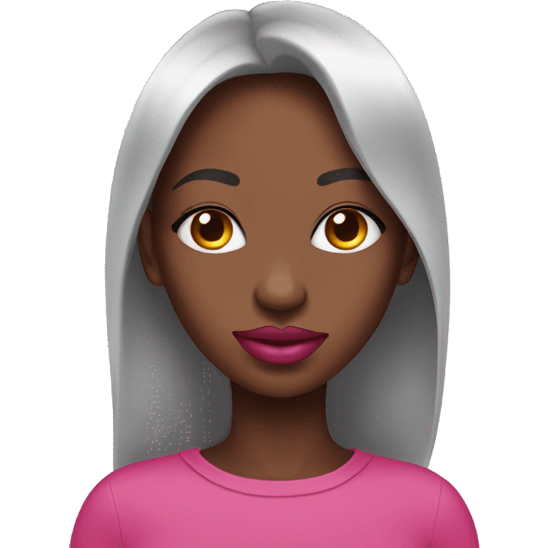 Black lady Pink emoji with pink lips and long nails  emoji