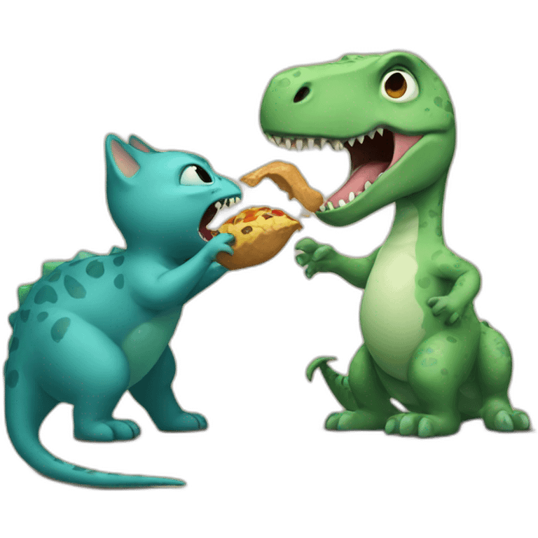 Dinosaur eating a cat emoji