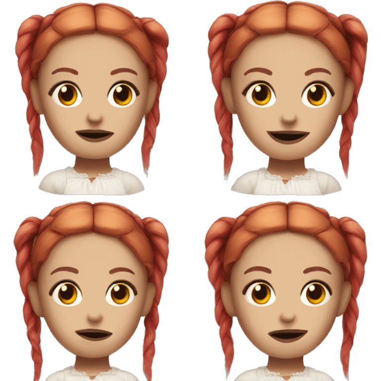 Scary Annabelle doll with red pigtails emoji