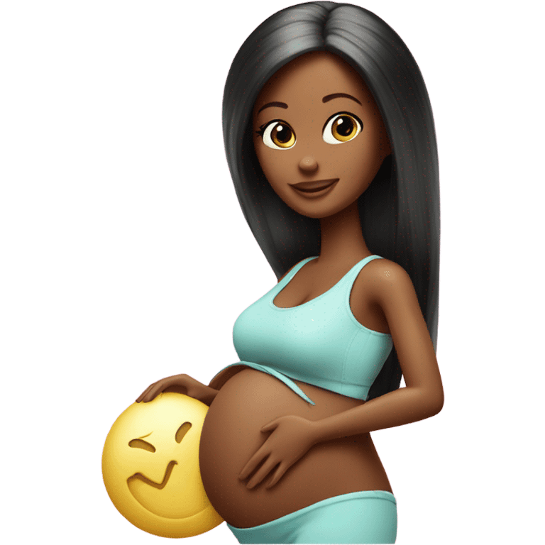 Pregnant Barbie on birth ball emoji