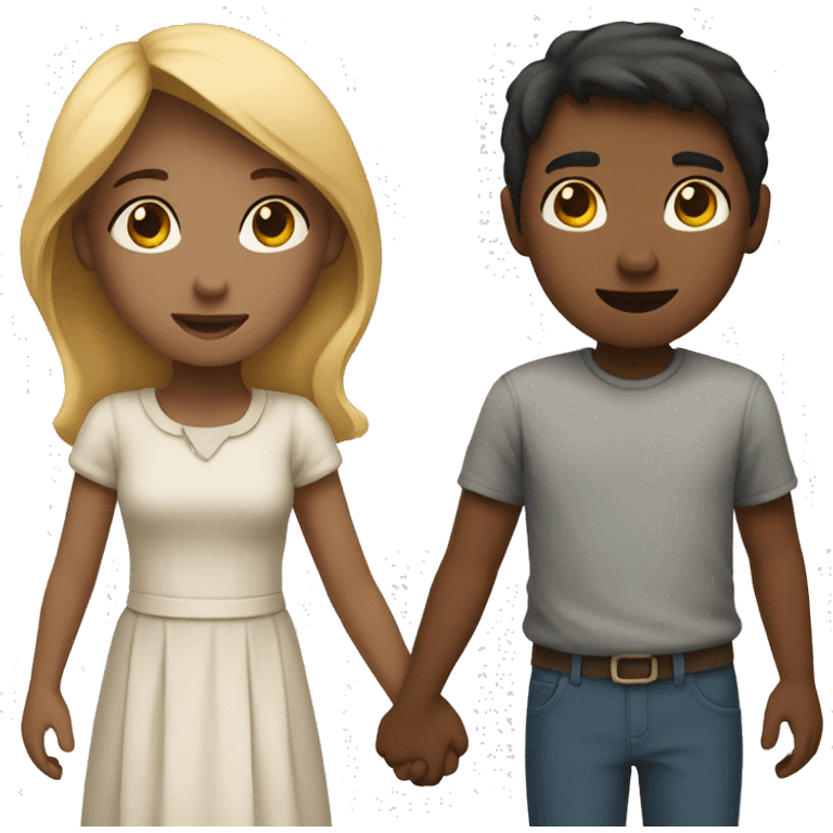 a girl and a boy from the front holding hands emoji