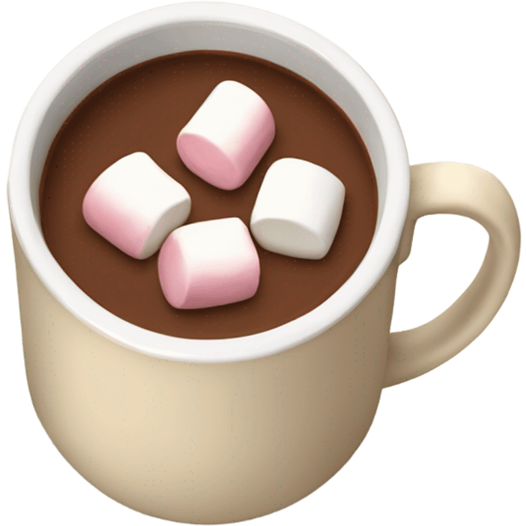 Light beige mug of hot chocolate with marshmallows  emoji